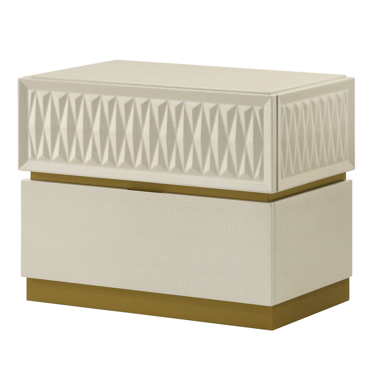 Stanley - 2 Drawer Nightstand With Crocodile Texture - Gray
