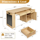 Modern Fluted Office Desk With Storage Cabinet