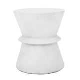 Outdoor Lightweight Concrete End Table With Hourglass Structure - Antique White