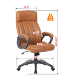Executive Office Chair, Height Adjustable, Swivel With Padded Armrest & 5 Point Base - Antique Brown