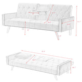 Sofa Bed With Nail Head Trim And Cup Holders - Pink