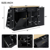 Kitchen Sideboard With Sliding Door Cabinet, 3 Tier Spice Rack