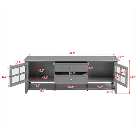 TV Stand, Entertainment Center With Dual Drawers And Hidden Storage, Cabinet With Soft Closing Doors And Sleek Panel Design