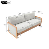 Modern 3 Seater Sofa With Wood Armrests