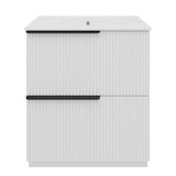 Fluted Bathroom Vanity With Ceramic Sink, Freestanding Cabinet