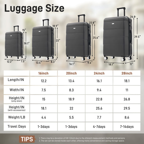 Hardshell Luggage Set 6 Piece With Duffel & Toiletry Bag