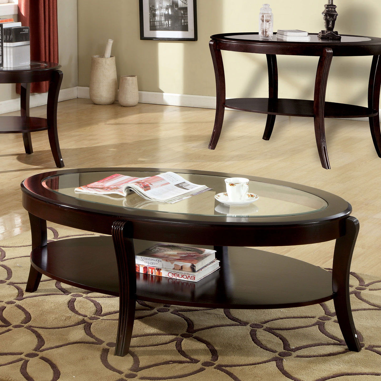 Contemporary Table With Open Lower Shelf