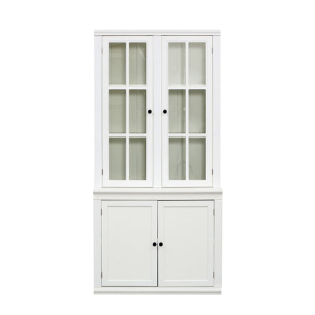 Retro Style Hutch Cabinet With Glass Door, China Cabinet For Home
