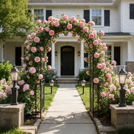Metal Garden Arch Garden Arbor Trellis Climbing Plants Support Rose Arch Outdoor Arch