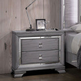 Nightstand With Mirror Trim - Light Gray