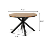 5 Piece Outdoor Dining Set With Round Table And 4 Wrapped Chairs - Black / Brown / Teak
