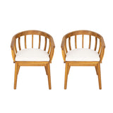 Klismos - Dining Armchair (Set of 2) - Teak / Beige