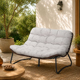 Patio Loveseat Sofa With Extra Thick Tufted Cushion - Brown