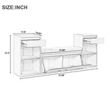 Entryway Storage Bench With Cushion, Drawers & Open Shelves