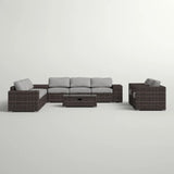 Stylish Rattan Wicker Person Seating Group With Premium Sunbrella Cushions Perfect For Outdoor Entertaining