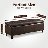 Rectangle Storage Ottoman Bench For Living Room - Brown