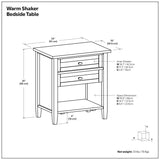 Warm Shaker - Bedside Table With 2 Drawers - Brown
