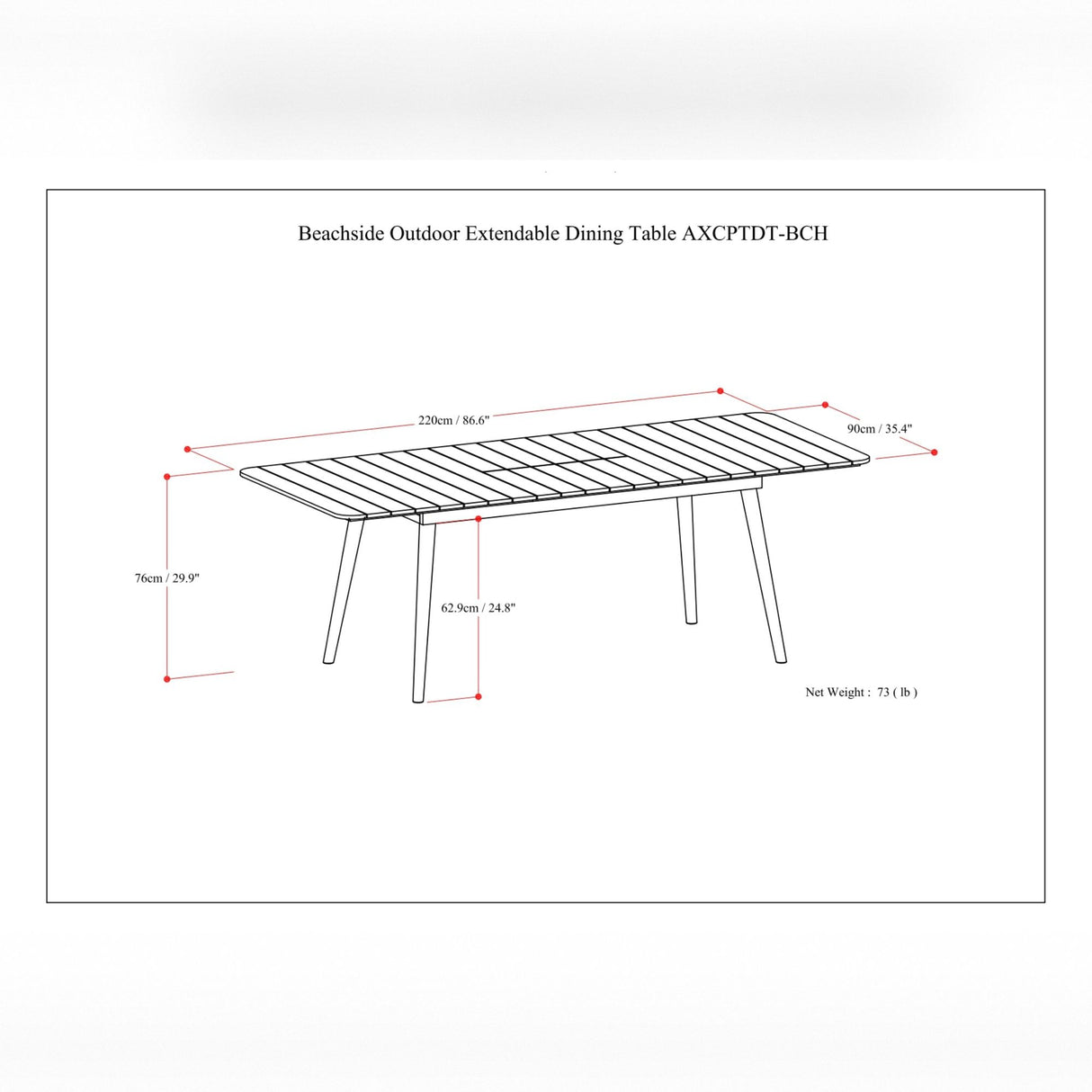 Beachside - Outdoor Extendable Dining Table - Light Teak