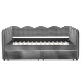 Gingham Daybed & USB Charging Port, Wave-Shaped Design