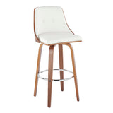 Gianna - Mid Century Modern Fixed Height Barstool With Swivel With Round Footrest (Set of 2)