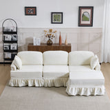 Cloud Sofa With Removable Ruffled Skirt With Ottoman And Flared Arms