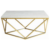 Orion - Coffee Table With Leg Geometric Design - White