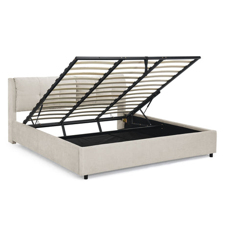 Storage Upholstered Hydraulic Platform Bed With Integrated Headboard