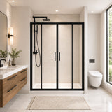 Double Framed Sliding Shower Door - Matte Black