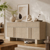 Sideboard Buffet Cabinet With 3 Drawers And 4 Doors For Dining Room