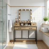 Vanity Desk With 3 Color Lighted Mirror And 4 Drawers