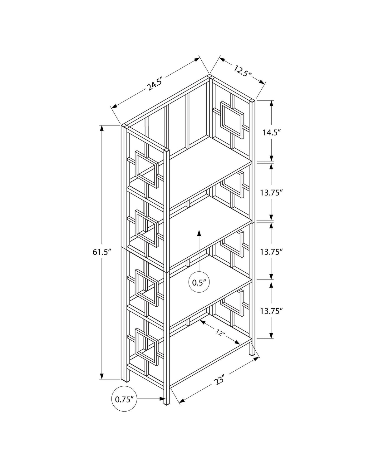 Bookshelf, Bookcase, Etagere, 4 Tier, For Office, Contemporary & Modern - Espresso