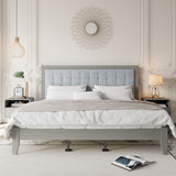 Mid Century Modern Platform Bed With Upholstered Headboard
