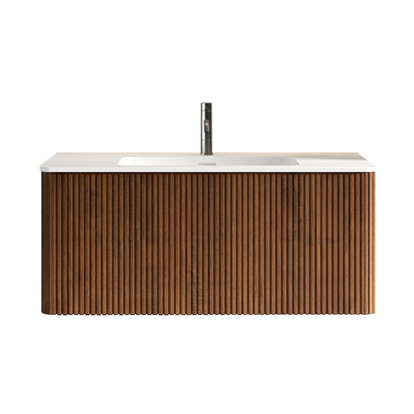 Etna - Striped Bathroom Vanity With Ceramic Sink, Wall Mounted Floating Bathroom Vanity For Modern Bathroom