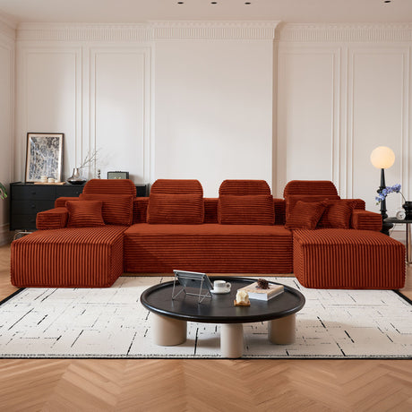 Sectional Sleeper Sofa & Storage Pockets, Modular Couch With Throw Pillows For Living Room