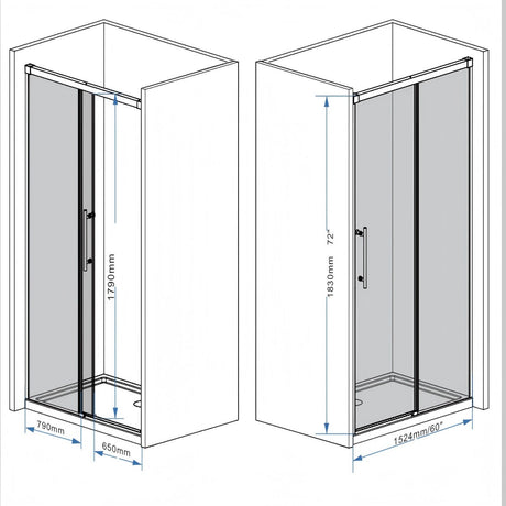 Frameless Single Sliding Shower Door With Handle