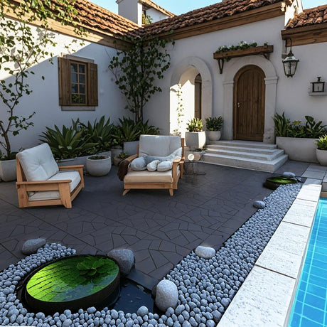 Stone Style Patio Deck Tiles Diy Interlocking Floor Tiles