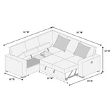Convertible Sectional Upholstered Sleeper Sofa With Storage Chaise
