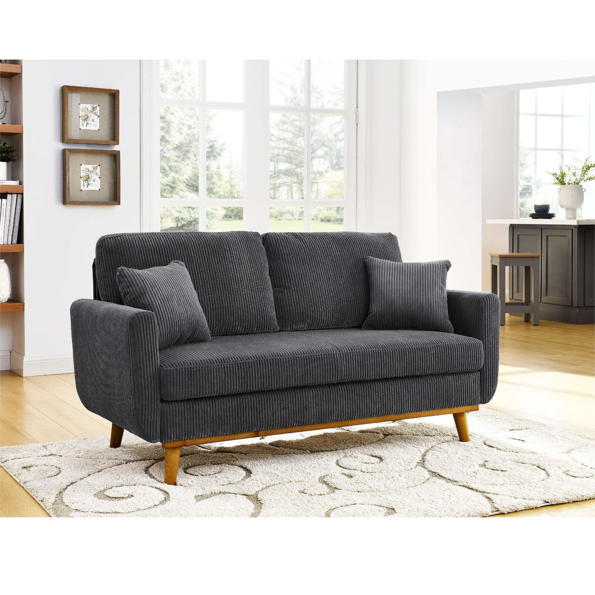 Upholstered Loveseat With Arms And Pillows