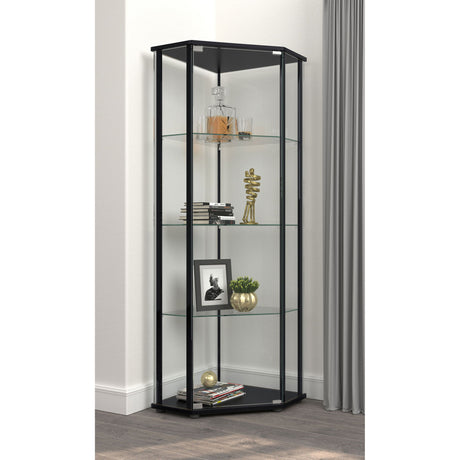 Lysander - 4 Shelf Curio Cabinet With Triangular Silhouette - Black