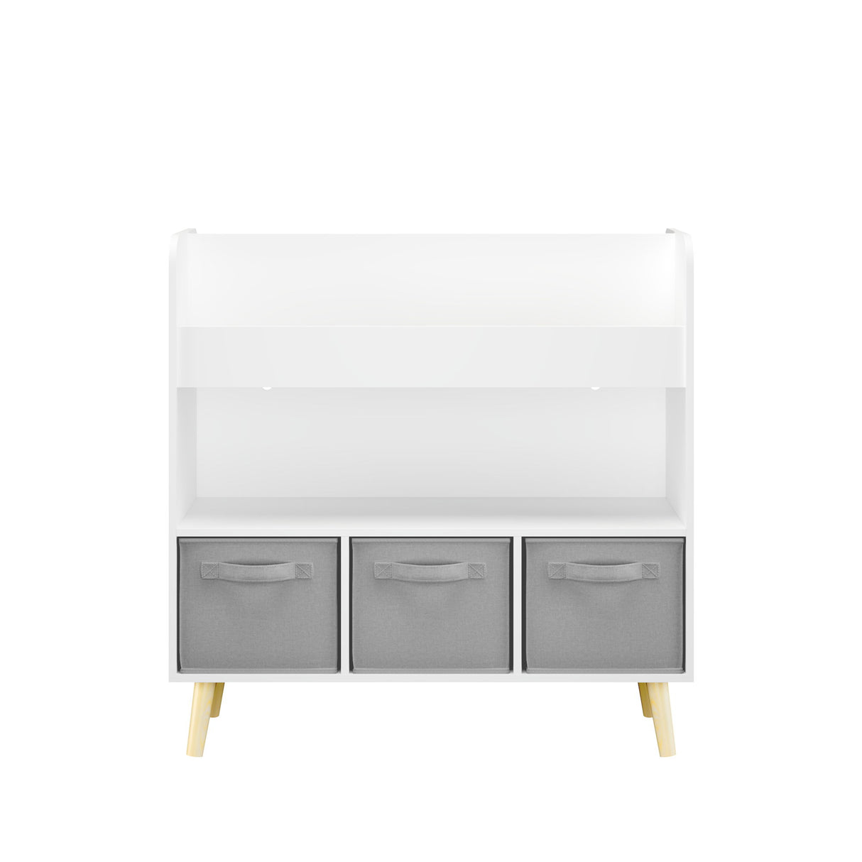Bookshelf With 3 Bins, Storage Shelf For Toys And Books