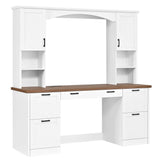 Farmhouse Computer Desk With Hutch