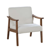 Upholstered Accent Chair With Frame Low Profile Seating For Living Room - White