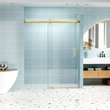 Frameless Soft-Closing Shower Door, 1/4" (6 Mm) Tempered Glass Single Sliding With Explosion Proof Coating
