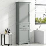 Tall Freestanding Bathroom Storage Cabinet With Adjustable Shelf And 2 Drawers