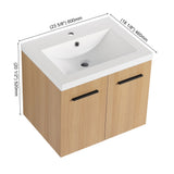 Floating Bathroom Vanity With Sink, Wall Mounted Double Door Storage