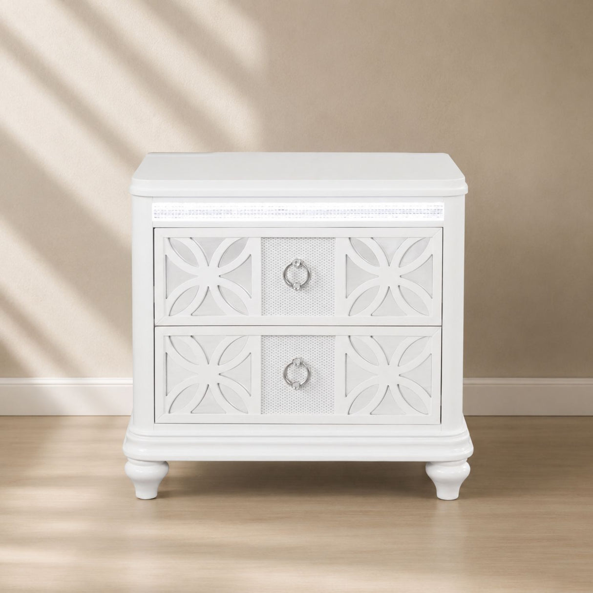 Abigale - 2 Drawer Nightstand With LED - White