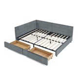 Elegant Storage Upholstered Tufted Bed Frame With Backrest And Armrests