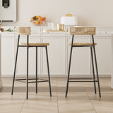 Boho Style Handwoven Paper Rope Counter Stools (Set of 2)