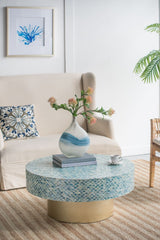 Unique Capiz Coffee Table & Pedestal Base