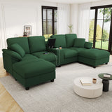 Modern U-Shaped Sectional Sofa With Storage Ottomans